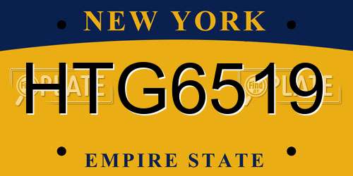 HTG6519 New York License Plate