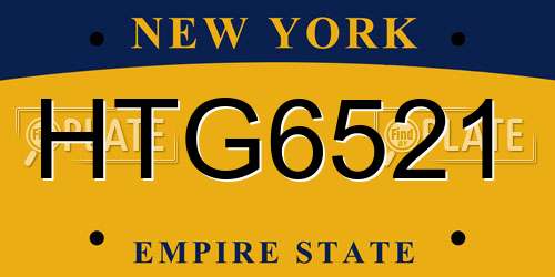 HTG6521 New York License Plate