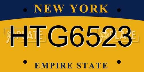 HTG6523 New York License Plate