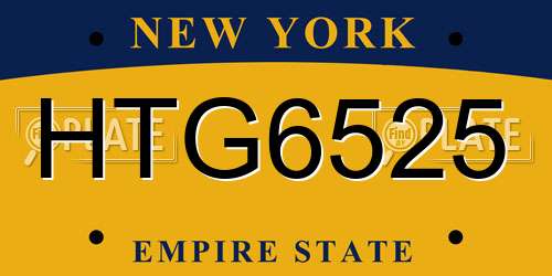 HTG6525 New York License Plate