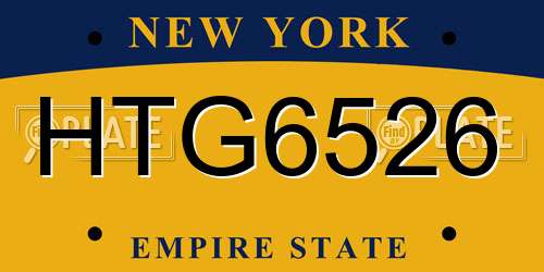 HTG6526 New York License Plate
