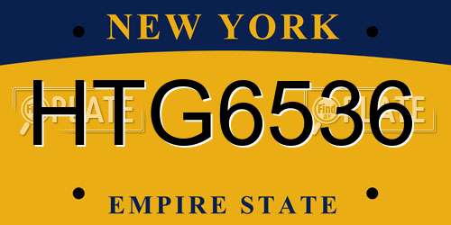 HTG6536 New York License Plate