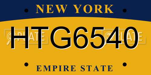 HTG6540 New York License Plate