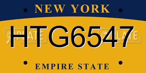 HTG6547 New York License Plate