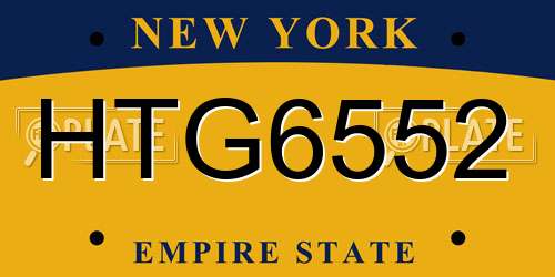 HTG6552 New York License Plate