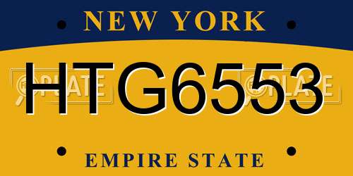 HTG6553 New York License Plate