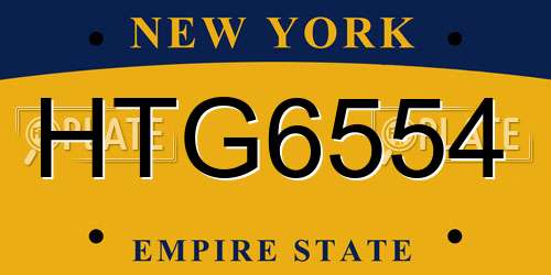 HTG6554 New York License Plate