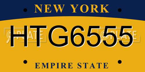 HTG6555 New York License Plate
