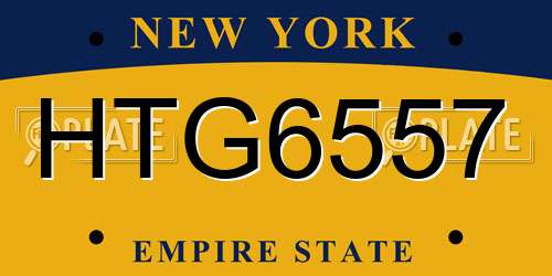 HTG6557 New York License Plate