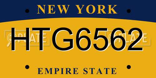 HTG6562 New York License Plate
