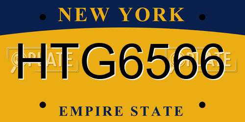 HTG6566 New York License Plate
