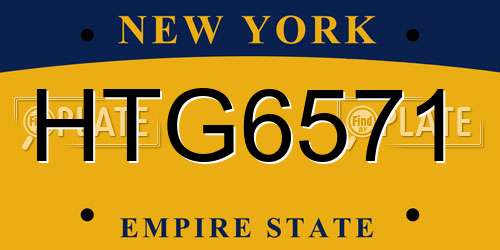 HTG6571 New York License Plate