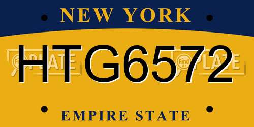 HTG6572 New York License Plate