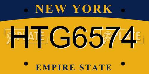 HTG6574 New York License Plate