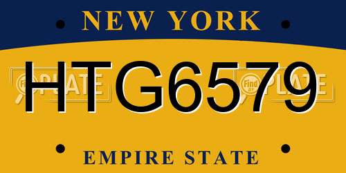 HTG6579 New York License Plate