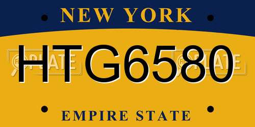 HTG6580 New York License Plate