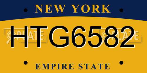 HTG6582 New York License Plate