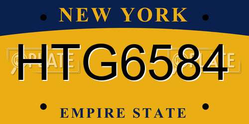 HTG6584 New York License Plate