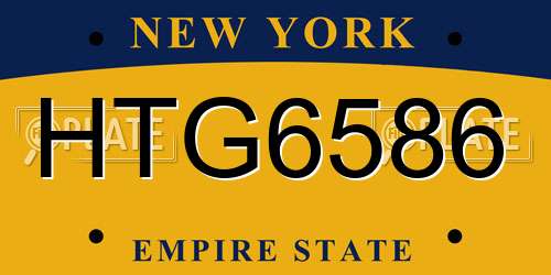 HTG6586 New York License Plate