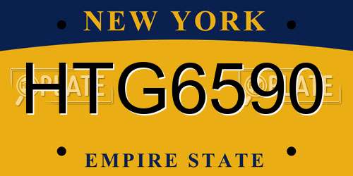 HTG6590 New York License Plate