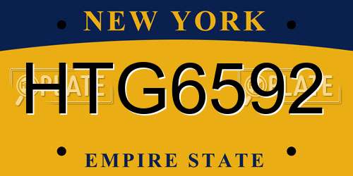 HTG6592 New York License Plate
