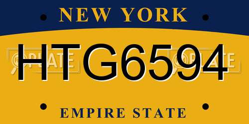 HTG6594 New York License Plate
