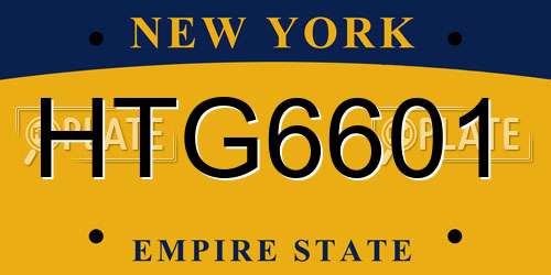 HTG6601 New York License Plate