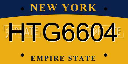 HTG6604 New York License Plate