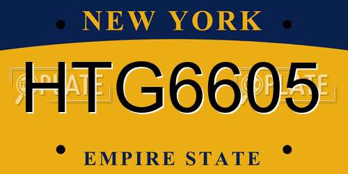 HTG6605 New York License Plate