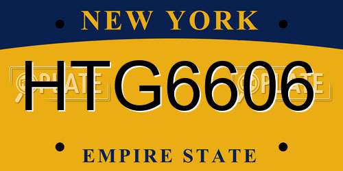 HTG6606 New York License Plate