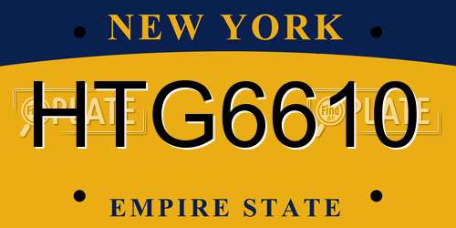 HTG6610 New York License Plate
