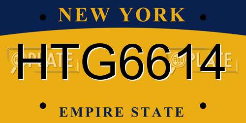 HTG6614 New York License Plate