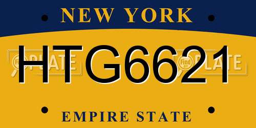 HTG6621 New York License Plate