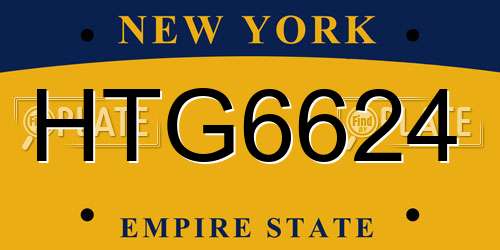 HTG6624 New York License Plate