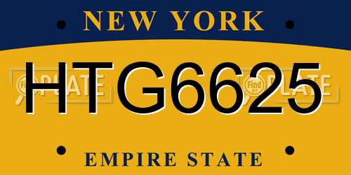 HTG6625 New York License Plate