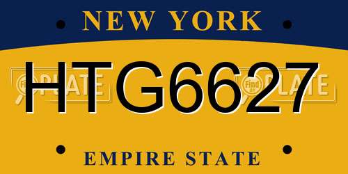 HTG6627 New York License Plate