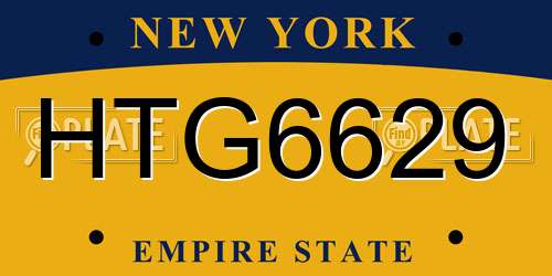 HTG6629 New York License Plate