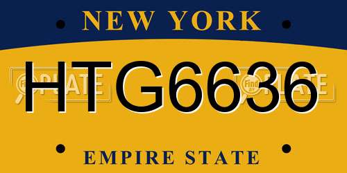 HTG6636 New York License Plate