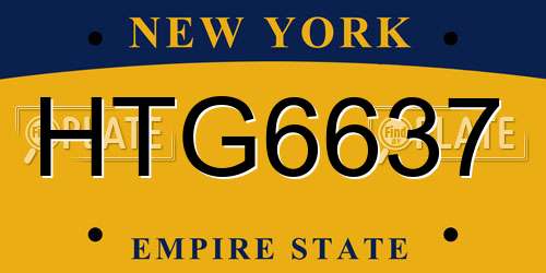 HTG6637 New York License Plate