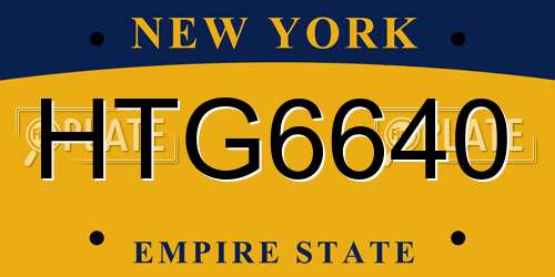 HTG6640 New York License Plate