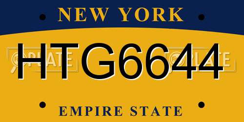 HTG6644 New York License Plate