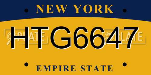 HTG6647 New York License Plate