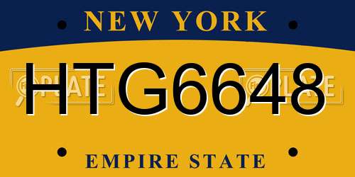 HTG6648 New York License Plate