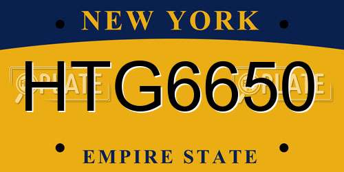 HTG6650 New York License Plate