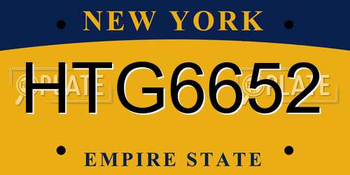 HTG6652 New York License Plate