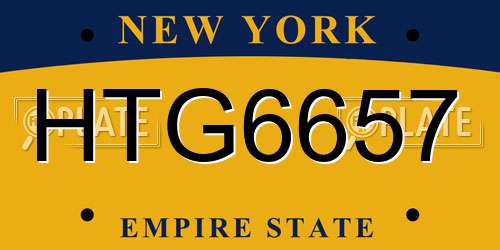 HTG6657 New York License Plate
