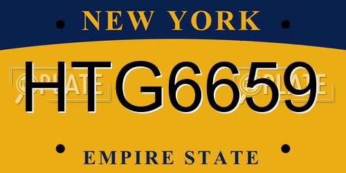 HTG6659 New York License Plate
