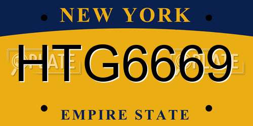 HTG6669 New York License Plate