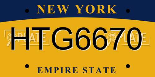 HTG6670 New York License Plate
