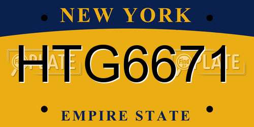 HTG6671 New York License Plate